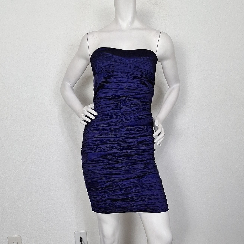 Snap Purple Ruched Strapless Feminine Night Out Party Bodycon Dress Size M
